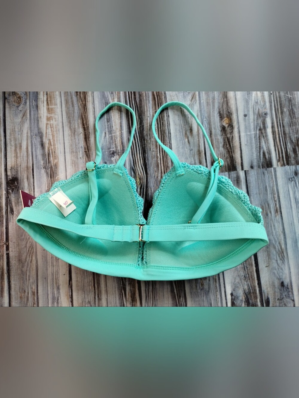 SO Mint Green Crochet Trim Bikini Top - Picture 2 of 4